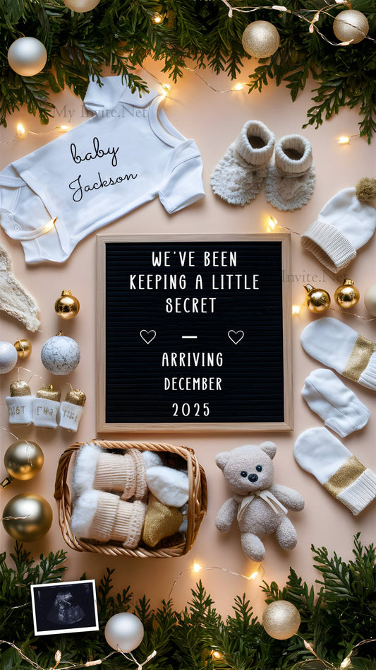 A Christmas Miracle: Pregnancy Announcement Social Media Template